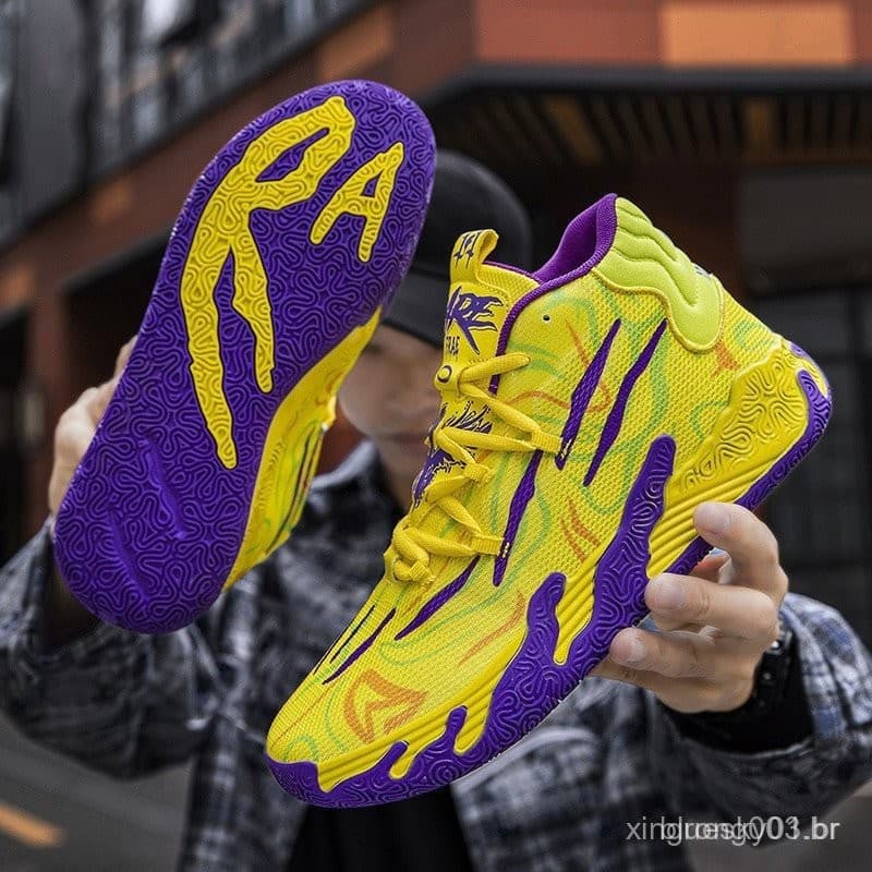 Tênis de Basquete Juvenil com Sola Grossa, Novos Tênis Esportivos Masculinos Versáteis e Fashionáveis PT4F INS3 3DUD