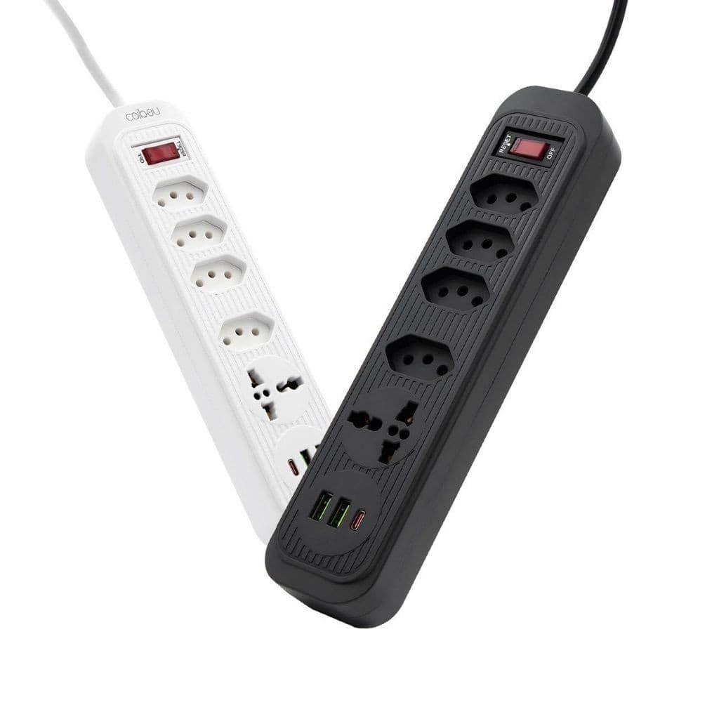 Extensão 4 Tomada  2 Usb 1 Type-C 1 Universal Proteção Led Bivolt Power Filtro De Energia