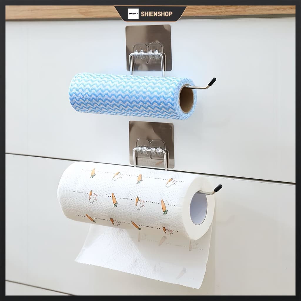 KIT Porta Papel Toalha Alumínio Filme Suporte Parede De Cozinhas e Banheiros Casa Decoração Alumínio Filme Sem Furos