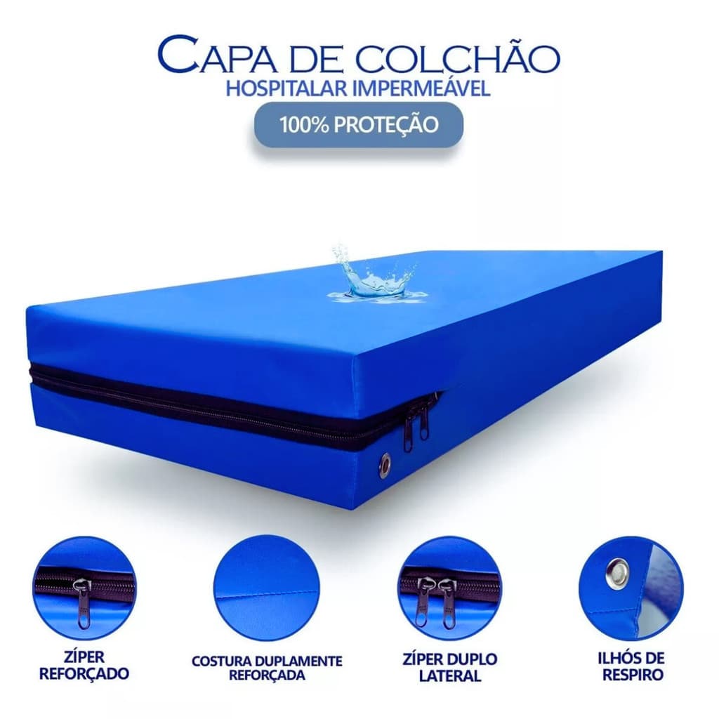 Capa de Colchão Solteiro Impermeável Hospitalar