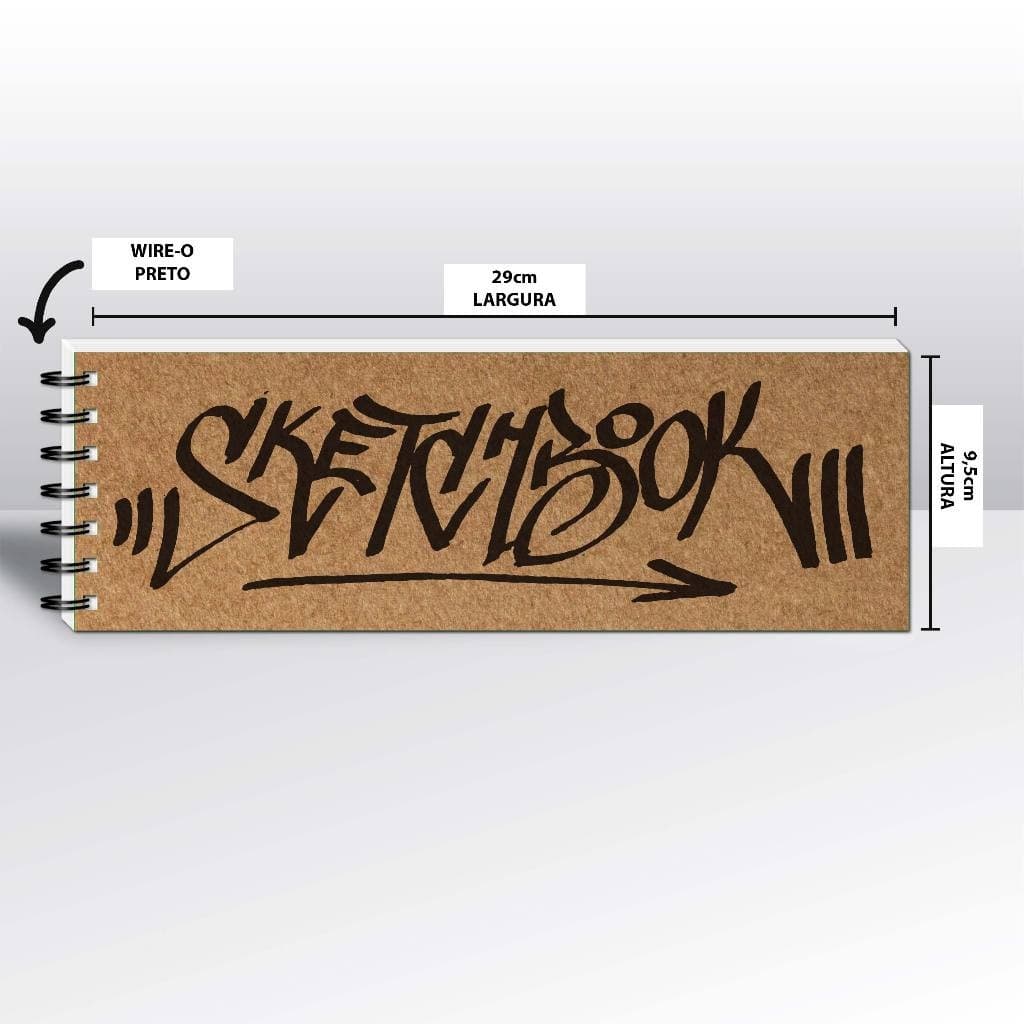 Caderno de desenho Sketchbook Bomb Folhas 180g capa papel kraft Grafitti