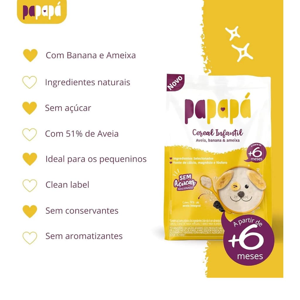 Cereal Infantil Aveia Banana E Ameixa Sache 170g Papapa