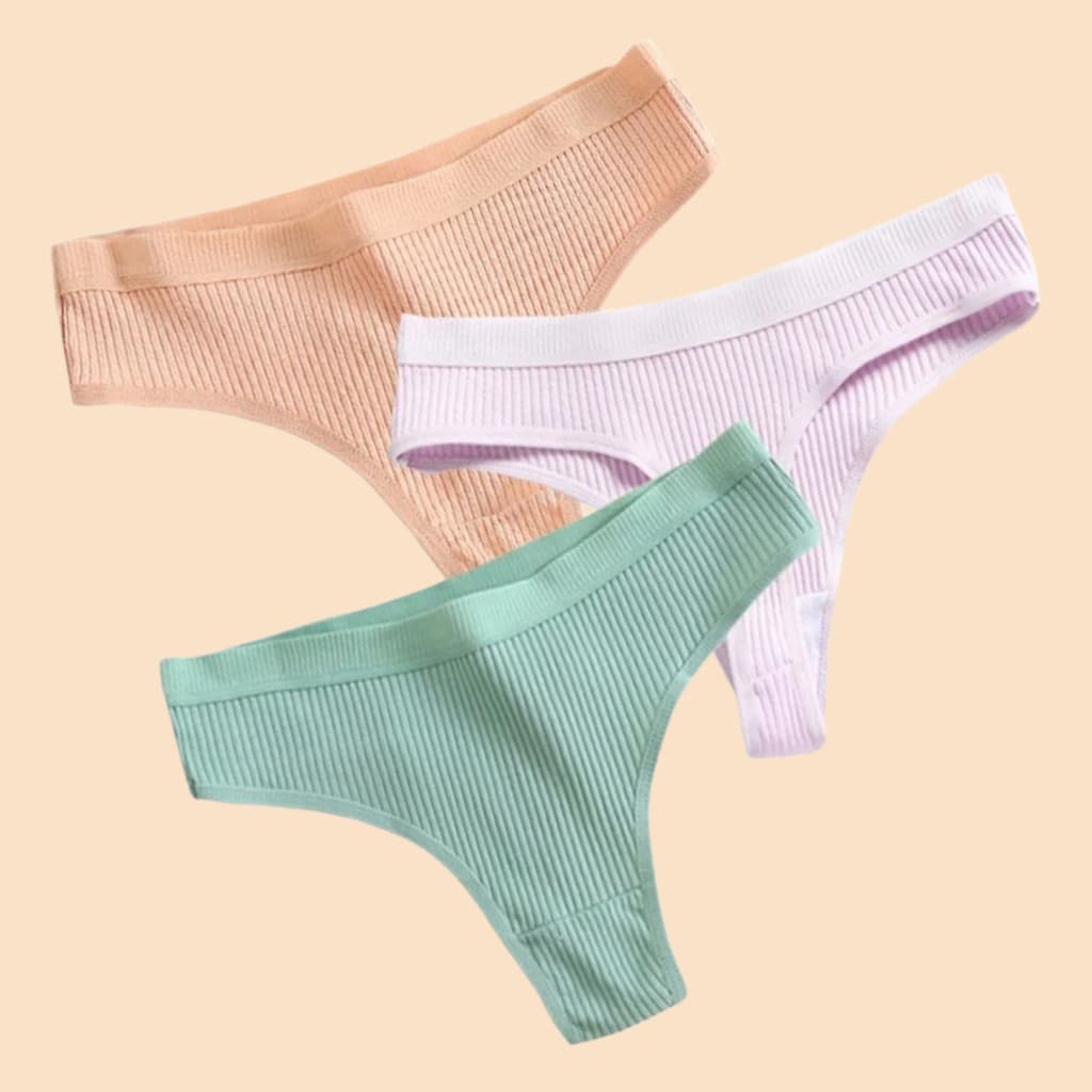 KIT Calcinhas Algodão Fio Dental Canelada Confortável Dia a Dia Feminina Sensual Escolha o KIT