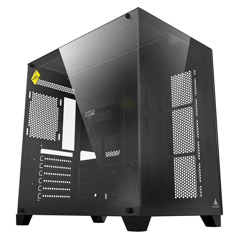 Gabinete Gamer Aquário Acegeek Mercury R425, Mid-Tower, Lateral de Vidro, Preto, AG-MERCURY-R425-BK
