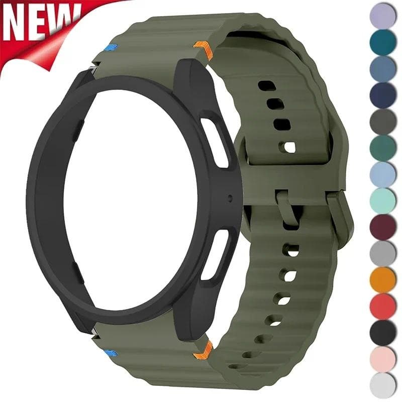 PC Case + Faixa De Silicone Para Relógio Samsung Galaxy Watch 7 40mm 44mm Pulseira Protetora De Bracelete De Correia Esportiva 7 6