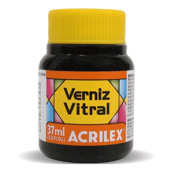 VERNIZ VITRAL ACRILEX 37ML 517 LARANJA