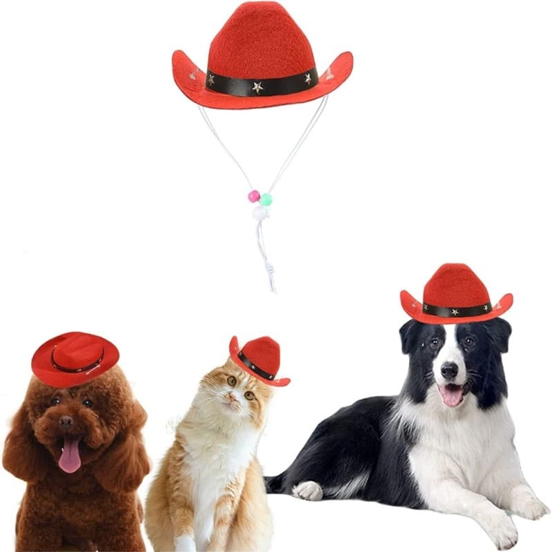 Estone Festival Pet Cowboy Caps Bandanas Conjunto Celebração Halloween Acessório Fantasia