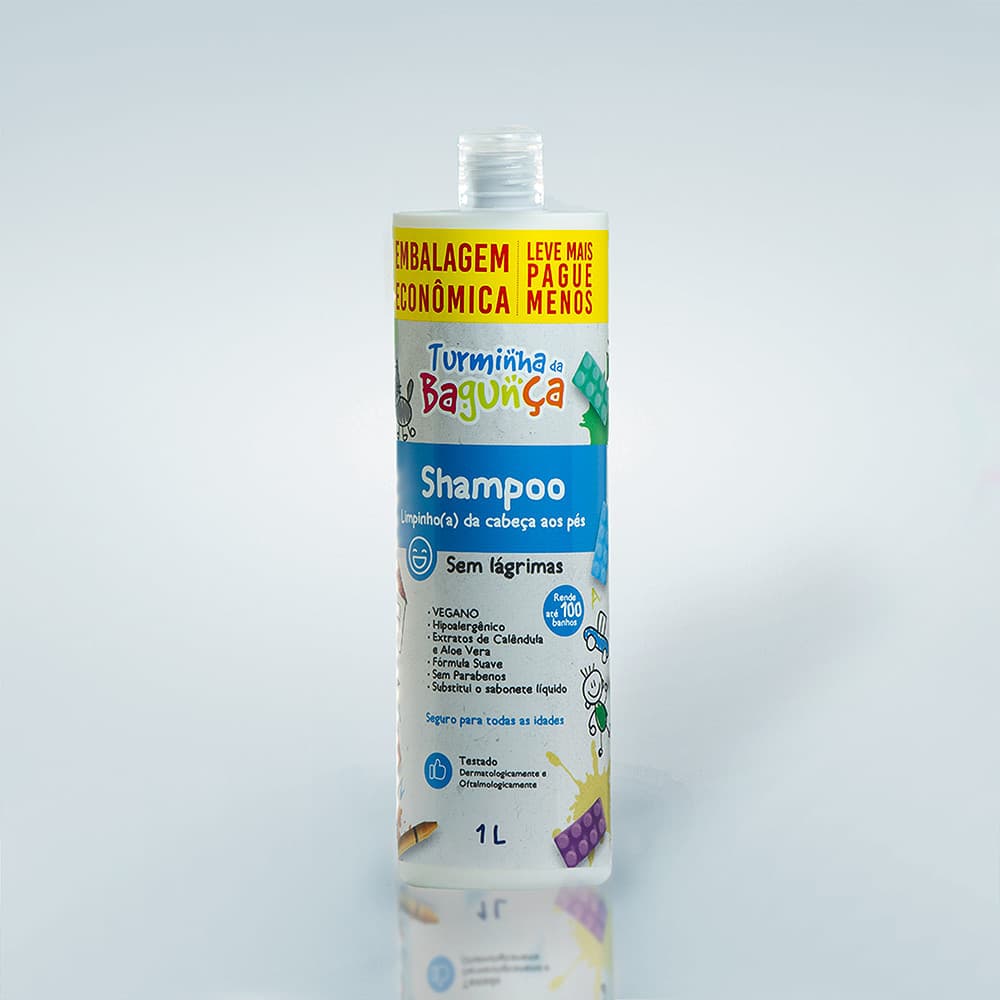 Shampoo/Sabonete Liquido Infantil 1Litro TURMINHA DA BAGUNÇA - Sem Lágrimas (não arde os olhos)