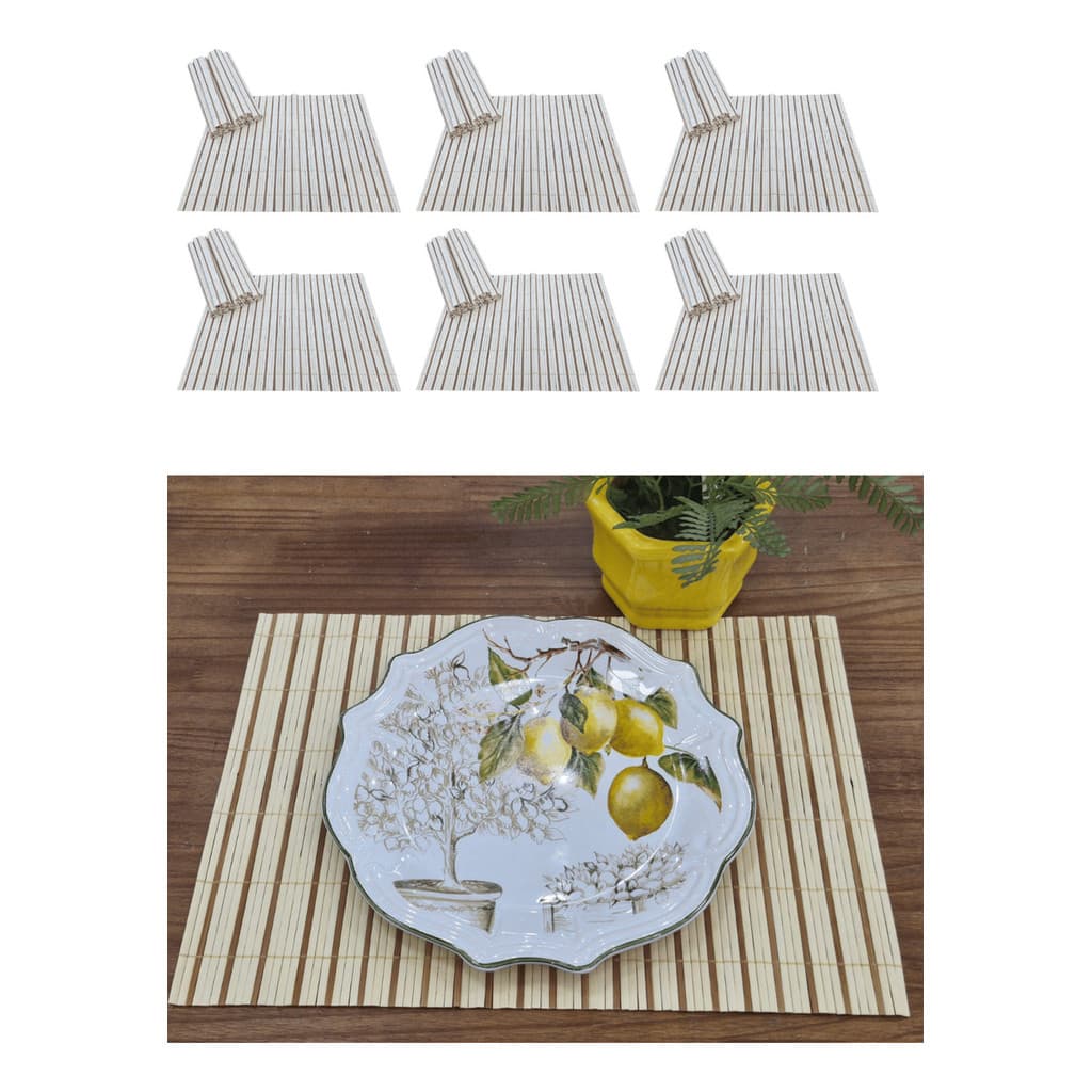 Kit Jogo Americano Retangular Bambu 6/un Esteira 30x40 Cm