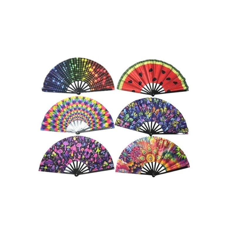 Leque Grande Dobrável Estampado Neon - 6 Estampas