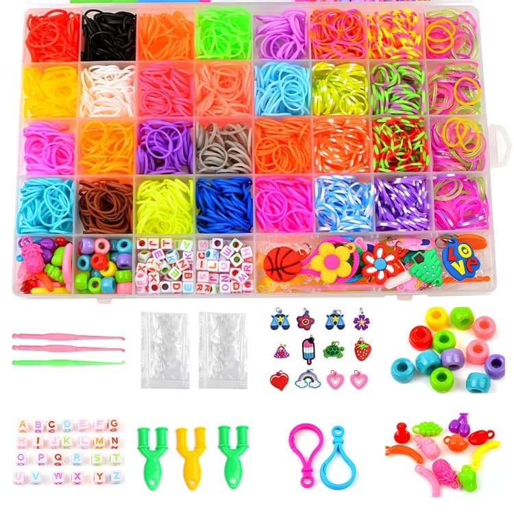 Kit de Elásticos Coloridos Para Fazer Pulseira Divertidas Temáticas Diversos Letrinhas Para Criança Pingentes