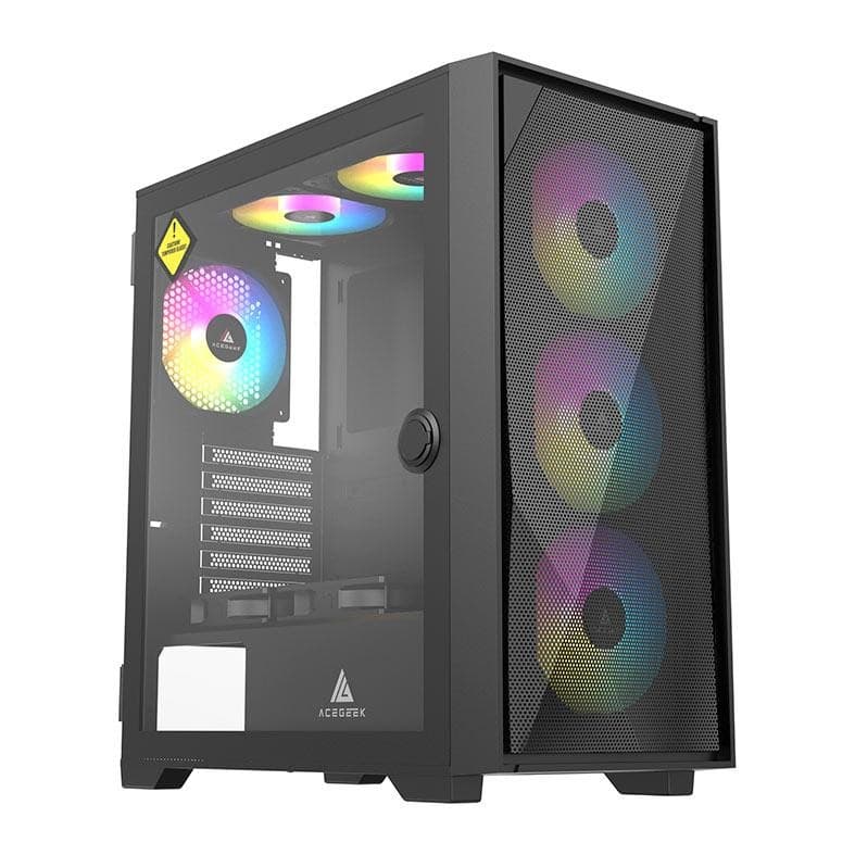 Gabinete Gamer Acegeek Striker A411 Mesh, Mid-Tower, Lateral de Vidro, Preto, AG-STRIKER-A411-BK