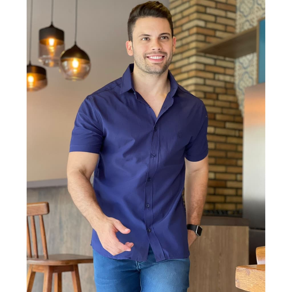 Camisa Social Masculina Manga Curta Casual Coloridas Premium Balada Festa Igreja de Botão Não Amassa Sortidas Promoção