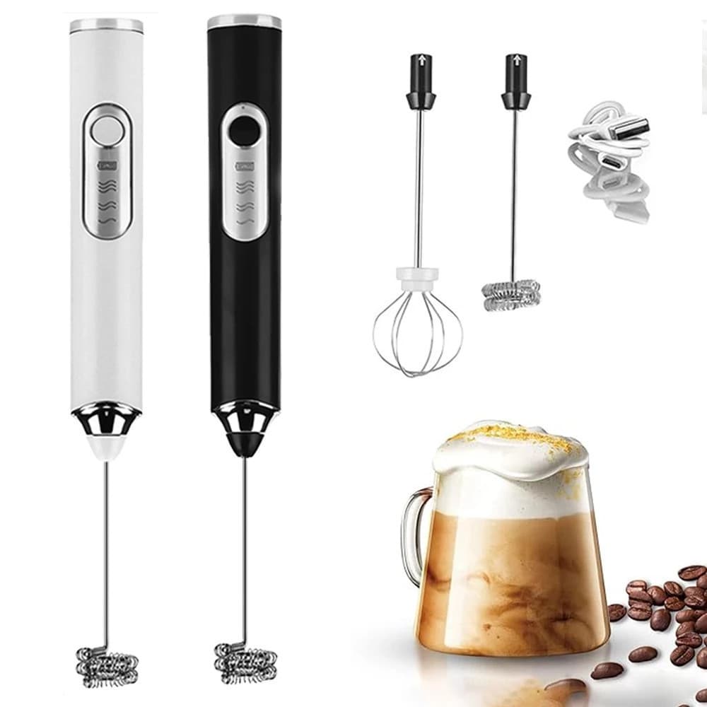 Mini Mixer Elétrico Portátil Recarregável USB, Misturador de Bebidas, Ovos, Cafés e Shakes - Bateria