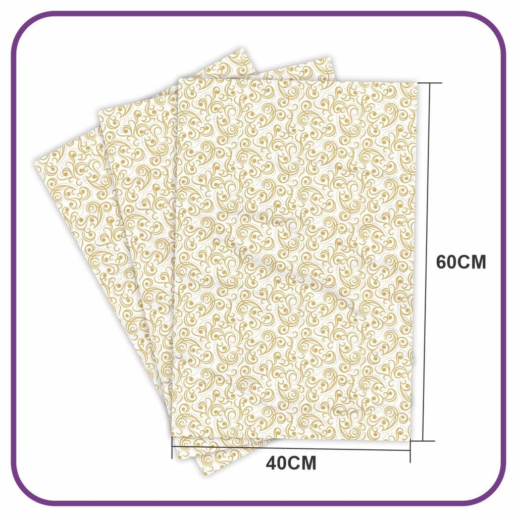 Papel Seda Premium Floral Dourado 04 - 60x40cm 200 folhas