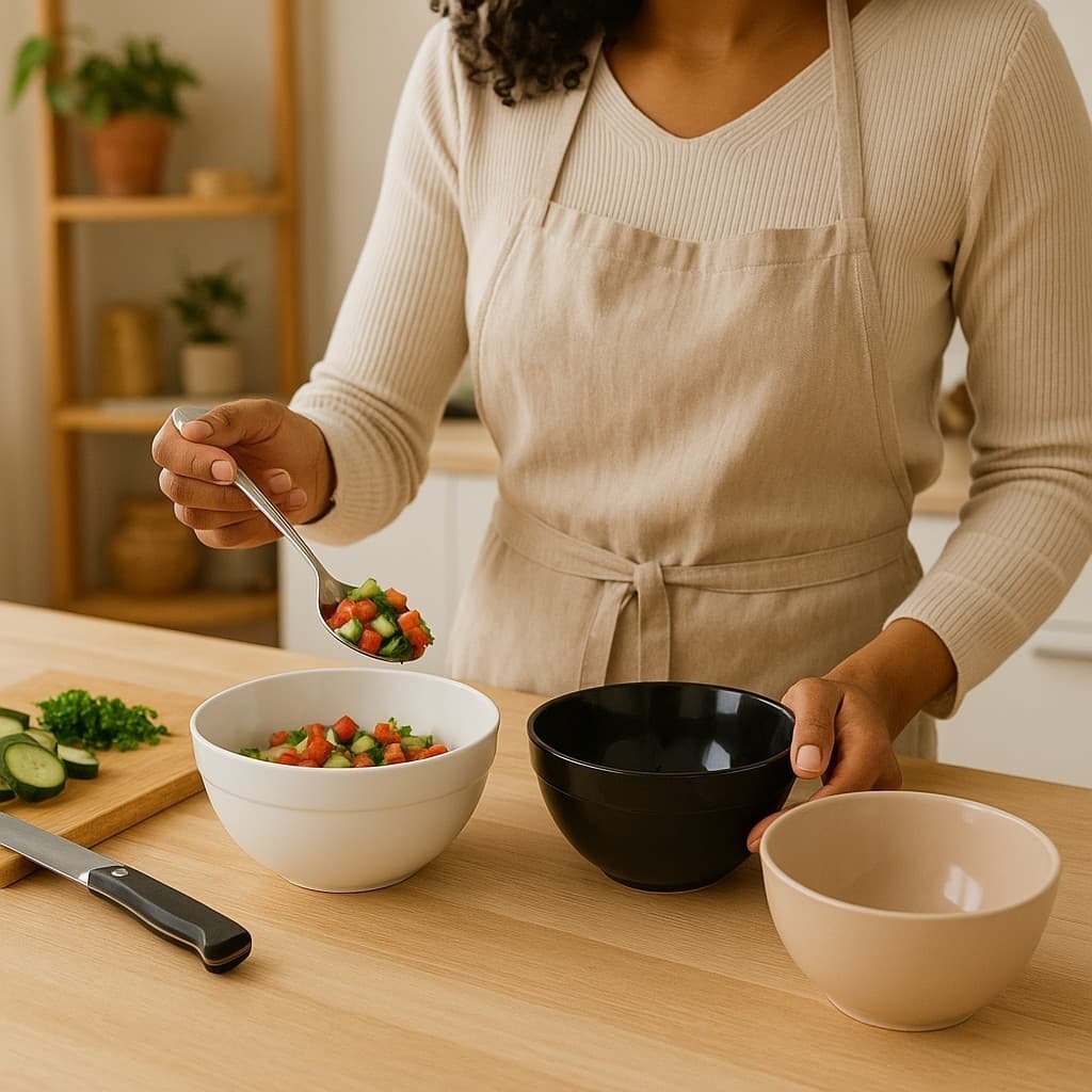 Kit Cumbuca 800ML Bege Preta Branca Bowl Sopa Sobremesa Caldos Gelatinas Açai