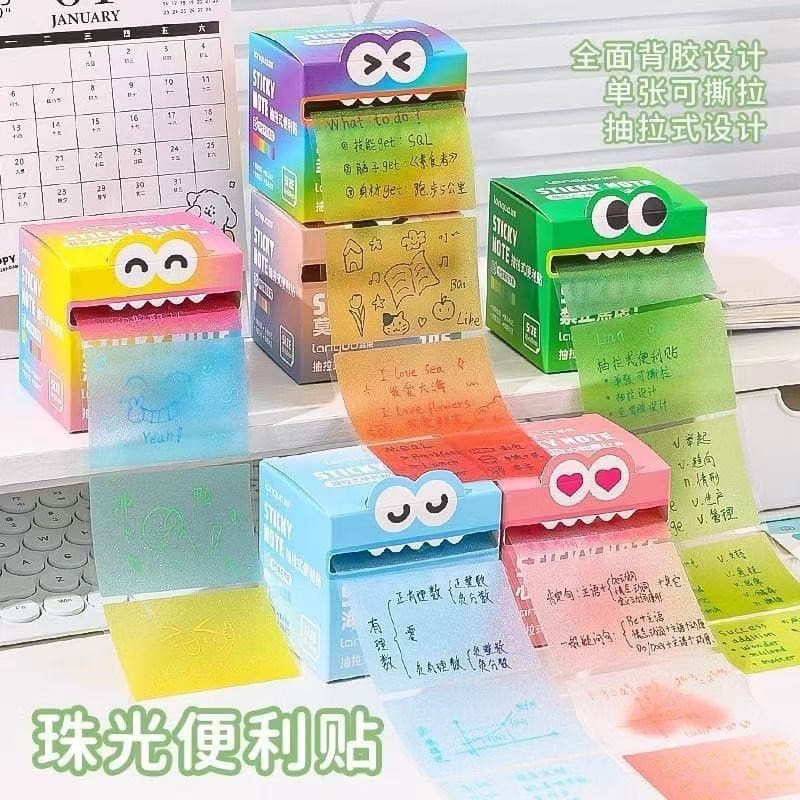 Notas Adesivas Removíveis Transparentes Peroladas – Blocos De Desenho Animado , Adesivos De Estudo Para Estudantes , Gui