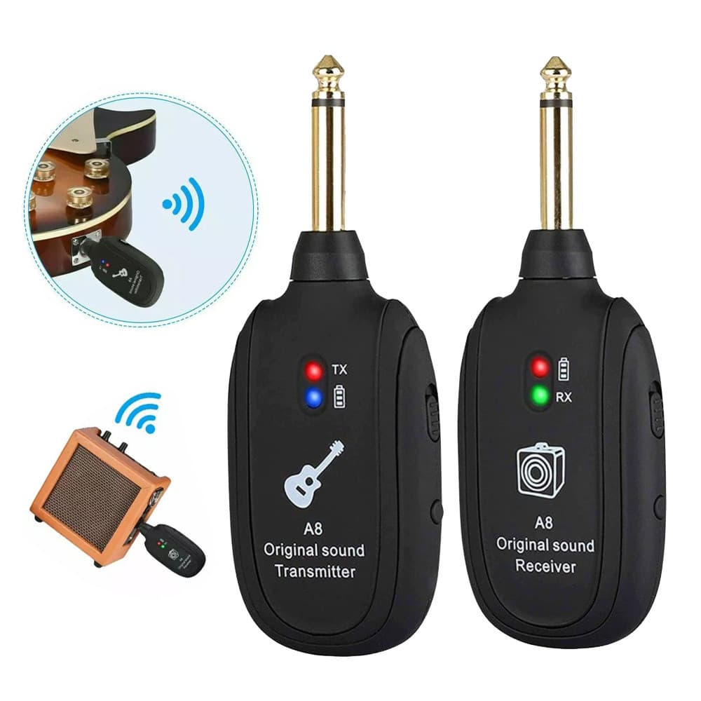 Transmissor E Receptor Sem Fio UHF A8 Para Guitarra, Baixo E Outros Instrumentos