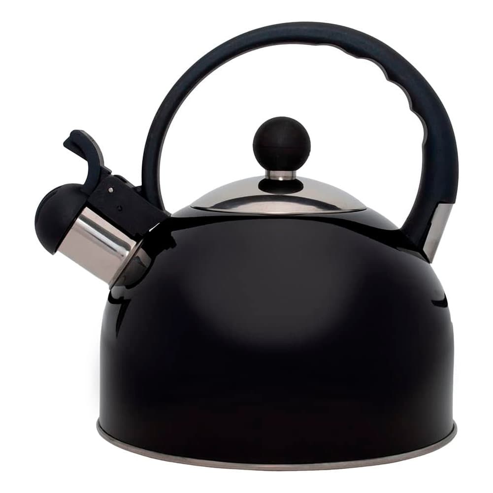 Chaleira Inox Preta Com Apito Bule De Chá Café Jarra 2 Litros Com Alça Anatomica