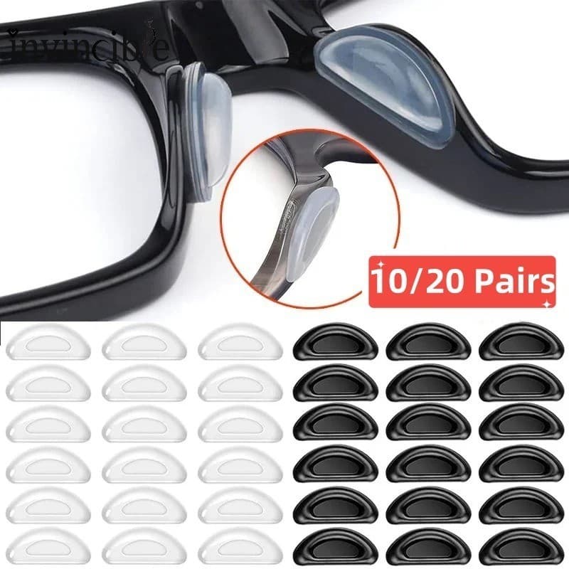 10/20 Pares Almofadas De Silicone Macias Para Óculos-Almofada De Ar Tipo Ranhura Meia Lua Antiderrapantes Toos