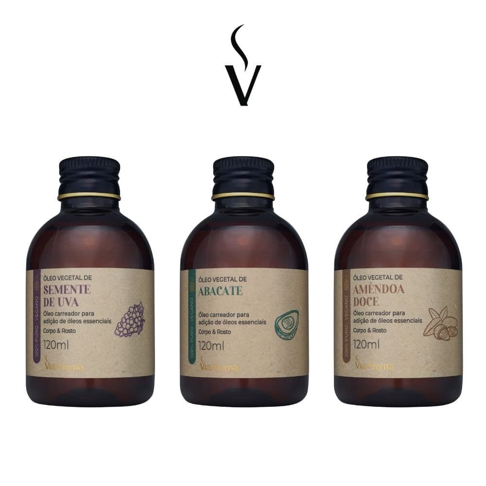 Óleo Vegetal Via Aroma 120ml  - Puro para Cabelo Rosto Corpo