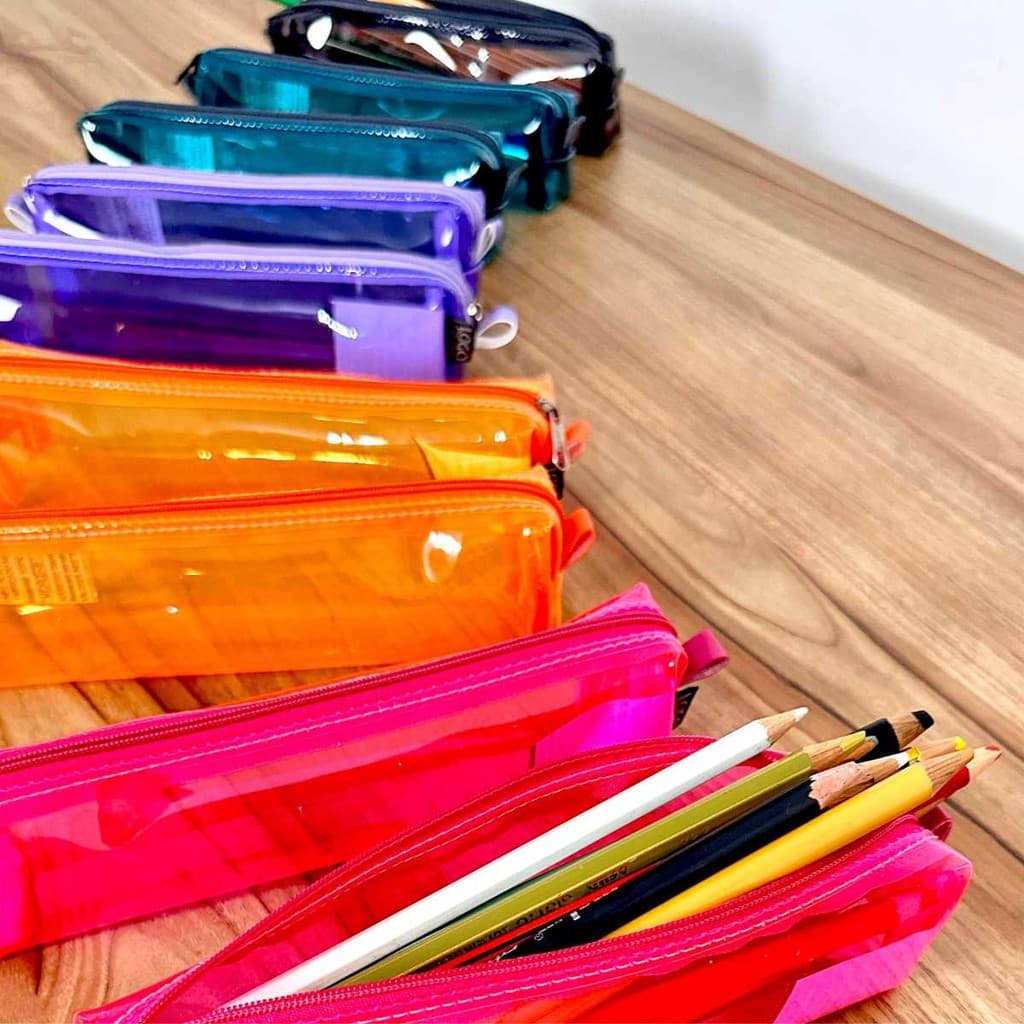 Estojo Escolar Transparente Colorido Tubinho Estojo Pequeno Estojo Fino Estojo Presente