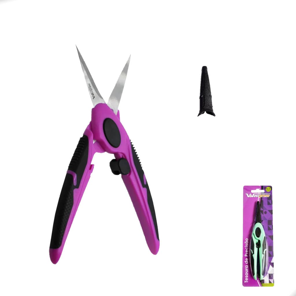 Tesoura De Precisão Cabo Macio Anatomico Ponta Fina Costura