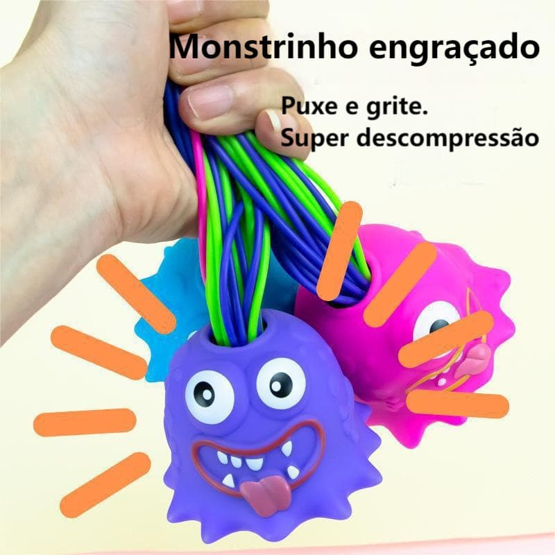 Brinquedo Monstrinho Puxa Cabelo Som Grita Galera Do Grito