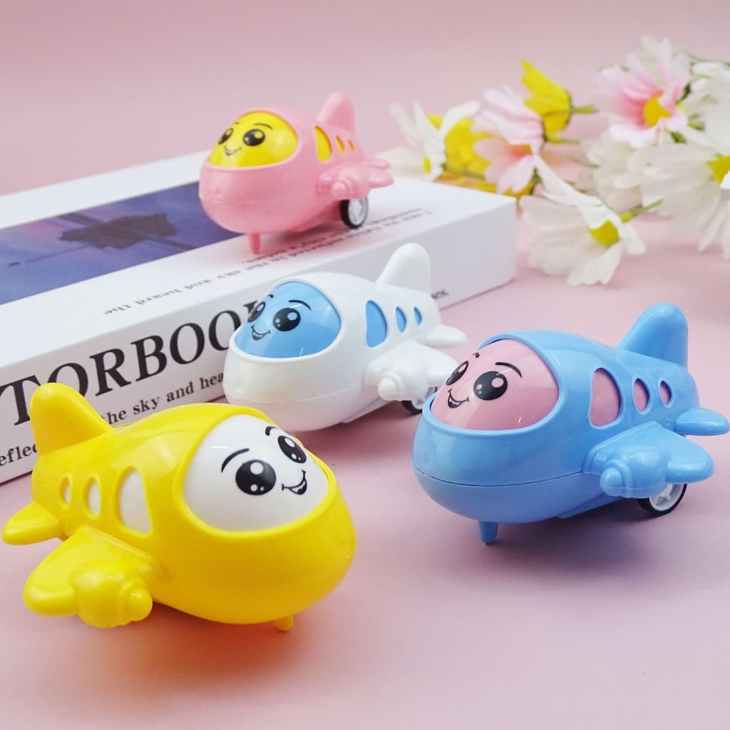 Puxar para trás avião crianças pequenos brinquedos em forma de desenho animado pequeno avião modelo pequeno carro presen