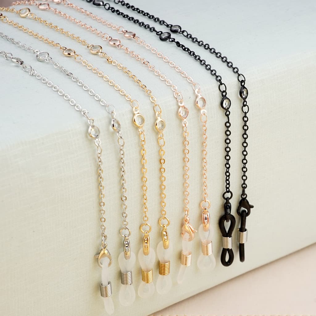 Corrente de óculos, óculos de sol pendurados no pescoço, corrente de strass, moda, personalidade, corda de óculos femini