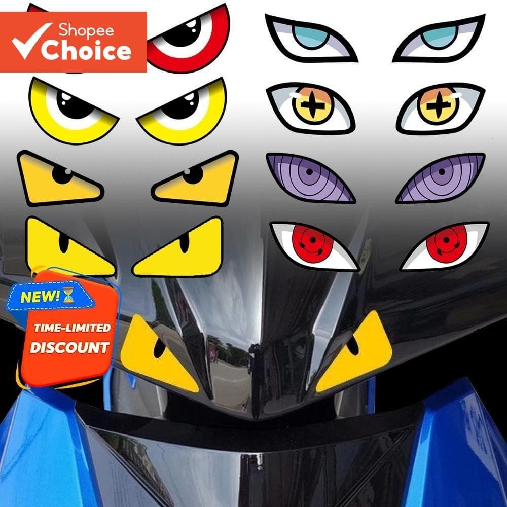 1 Par Reflexivo Demônio Olhos Motocicleta Adesivo Engraçado Adesivos Hokage Desenhos Animados Corpo Decalque À Prova Dwa