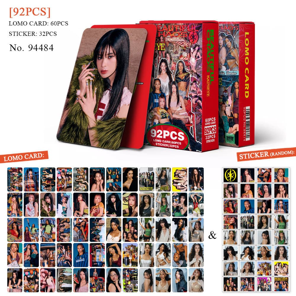 60pcs/box com 32pcs adesivo KATSEYE  albun Photocard Pronto Para Ser Cartão LOMO Postal De Coleção
