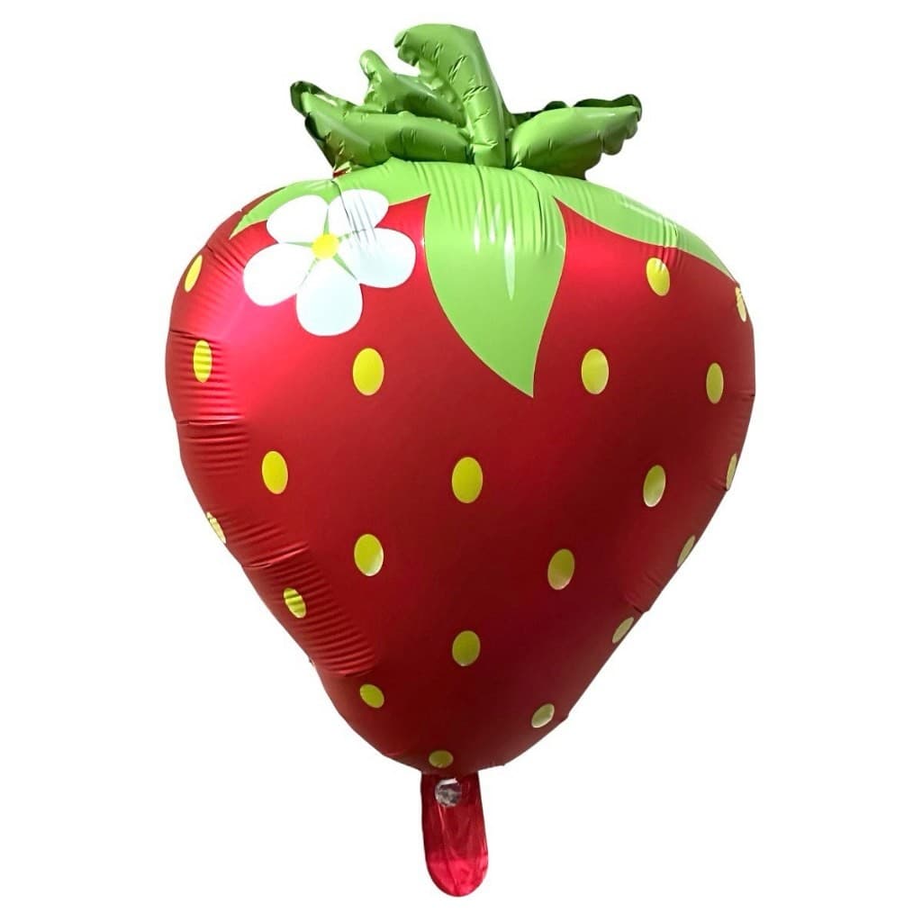 5 Balão Metalizado Morango Fruta Amor 65cm Festa Decoração Enfeite