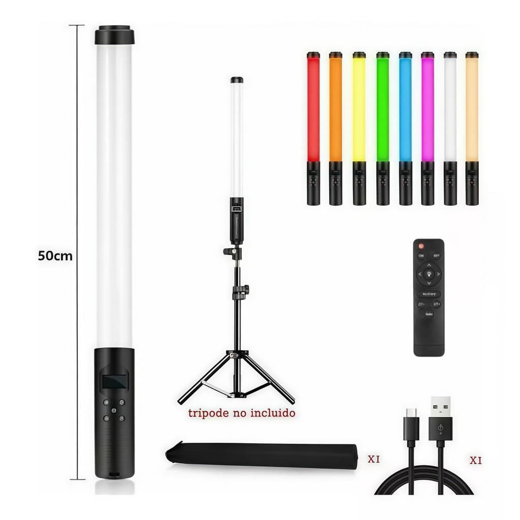 Bastão De Led portátil iluminação profissional Luz Rgb E Branco Preenchimento Foto Com Controle