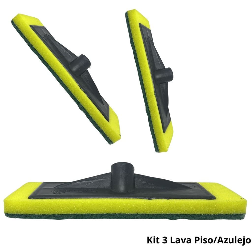 Kit 3 Lava Piso Azulejo Chão Banheiro Cozinha Piscina Esfregão Esponja Multiuso Sem Cabo-NEW