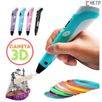 Caneta 3D Impressora Manual Infantil e Adulto Com Filamentos DIY Filamento Plastico ou ABS Tela LCD Desenho 3D Seguro