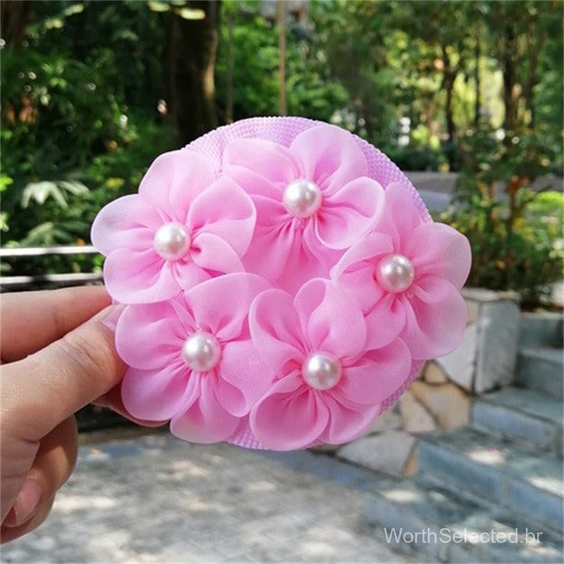 Dot Girl Women Bun Cover Snood Hair Net Redes De Cabelo Latino Ballet Dança Crochê Snoods Coloridos Com Pérola