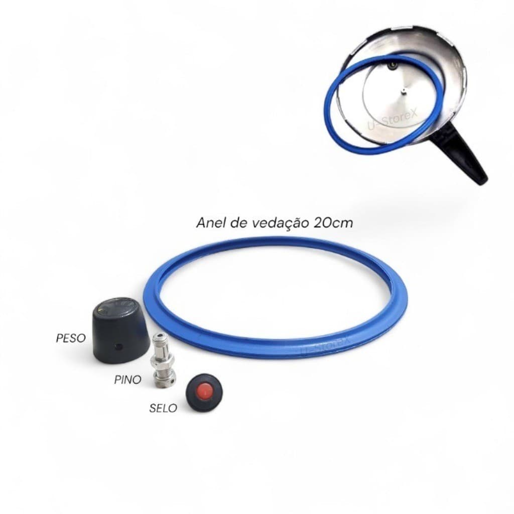 Kit Reparo 4 Peças Panela Pressão Tramontina Vancouver – Válvula, Anel Vedação, Pino e Peso