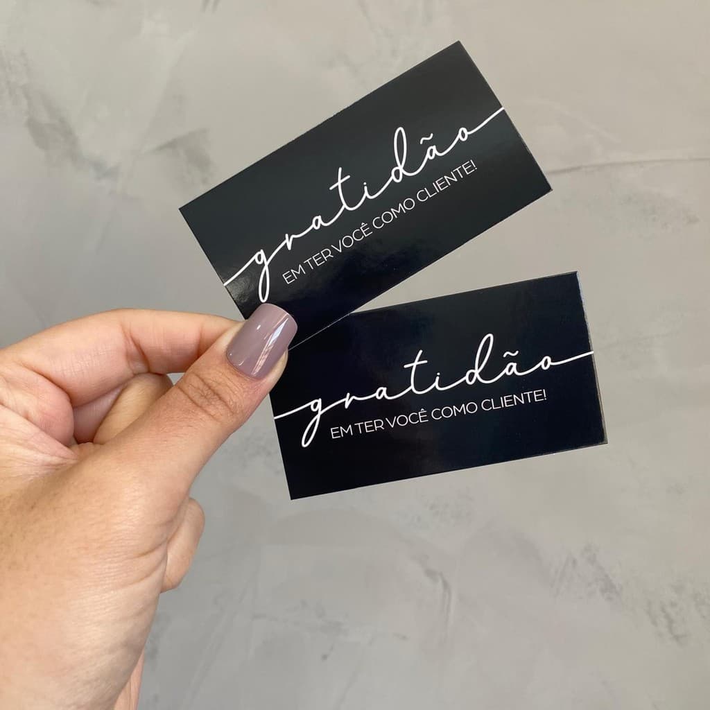 Cartão Agradecimento ao Cliente Gratidao ter você como cliente tamanho 5x9cm Preto