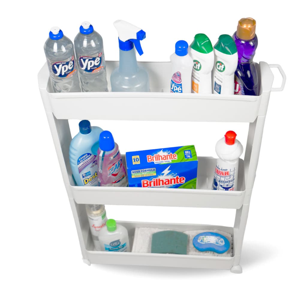Armário Multiuso Com Rodinhas Organizador De Cozinha E Lavanderia Prateleira