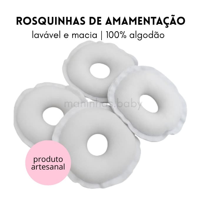 Kit 2 pares de Rosquinhas para Amamentação Lavável Macia 4 unidades