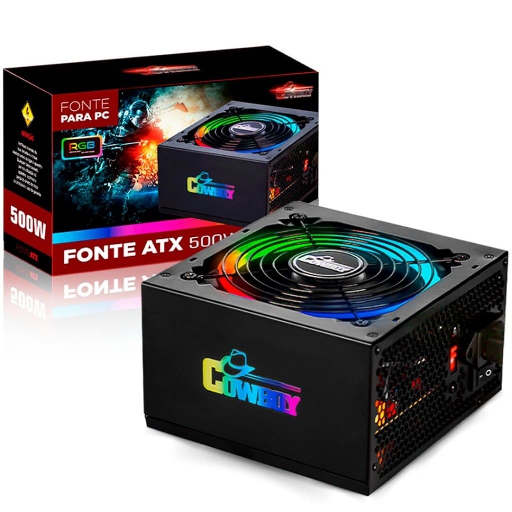 Fonte ATX Potência 500w Iluminação RGB e Proteção Avançada