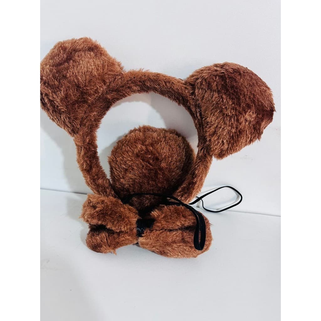 Tiara Rabinho Gravatinha 3 Peças Fantasia onça - ursinho