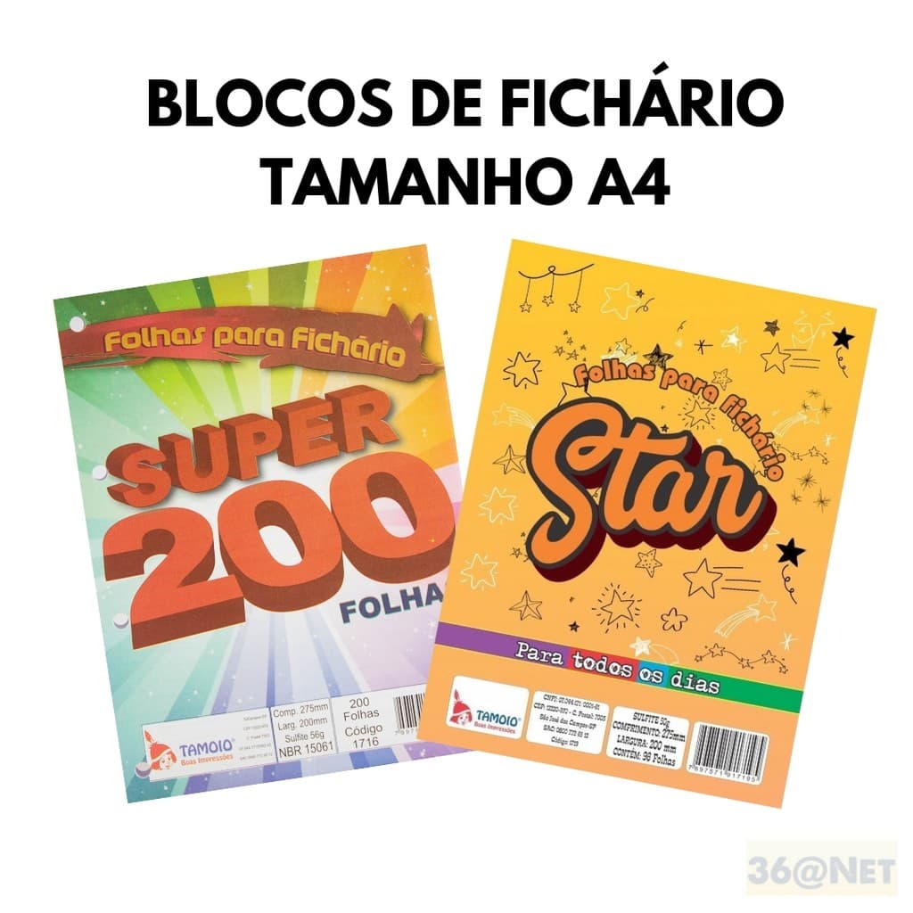 Bloco de Fichário Universitário 96 e 200 folhas