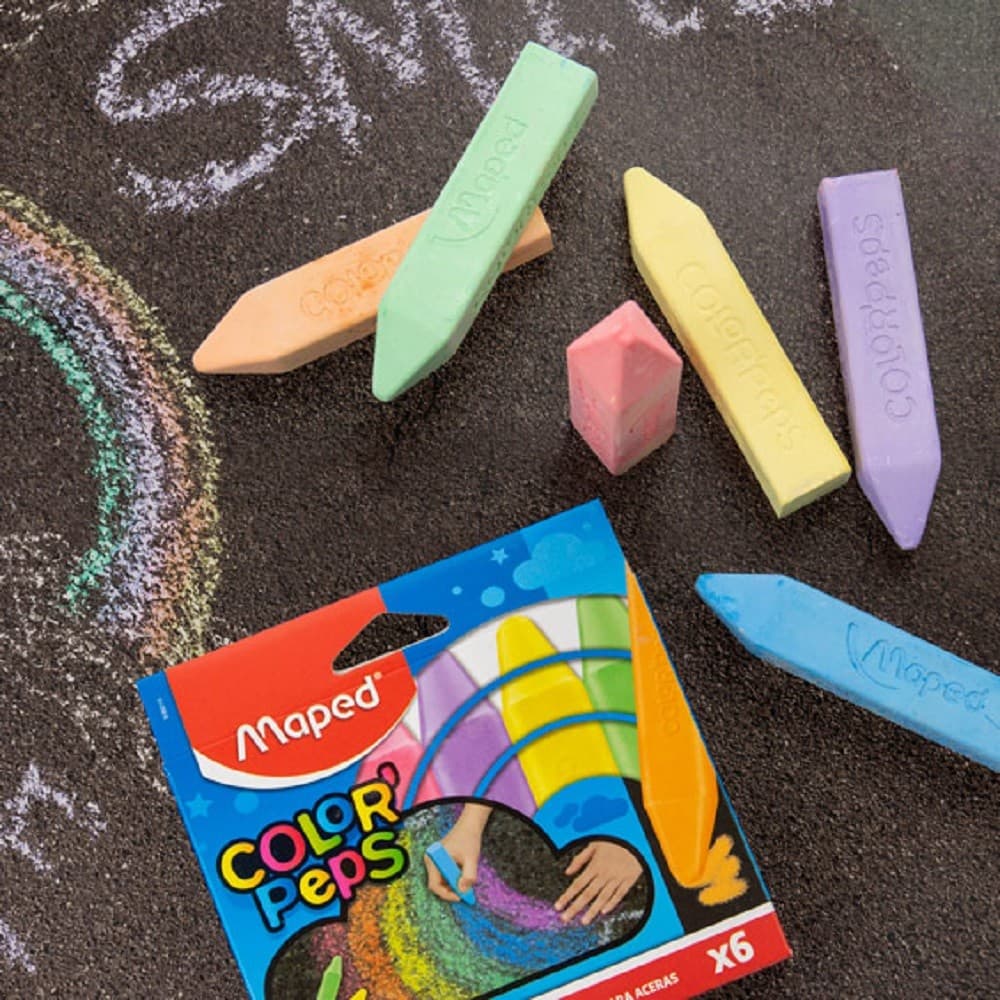 Giz de Cera 6 Cores Jumbo Maped Giz de Chão e Asfalto Color'Peps