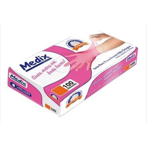 Kit 200 Luva Descartável Nitrilica Rosa Sem Pó Caixa Pink Nitrilo