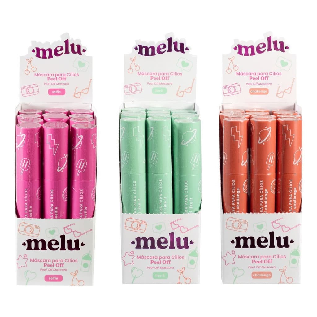 Box C/12 ou 6,4 Unid. Máscara Para Cílios Melu By Ruby Rose – Volume e Alongamento Preto