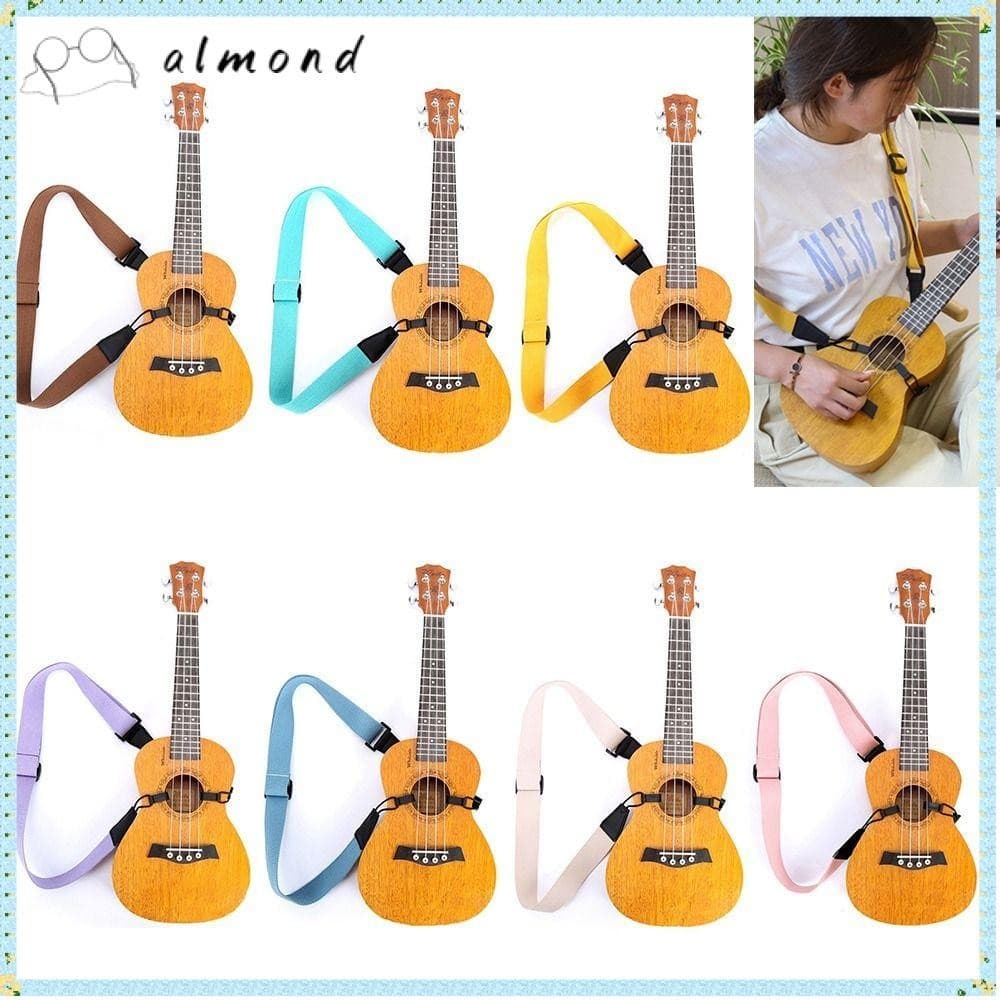 ALMOND Ukulele Strap 7 Cores Sling Com Cinta Ajustável Pescoço Suspenso Gancho