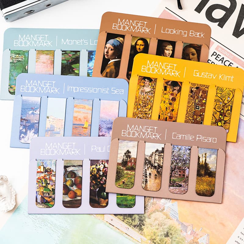 4 Pçs Série De Arte Estética Marcadores Magnéticos Estudante Dobrável Mini Livro Página Titular