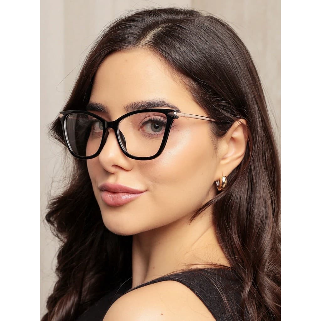 6352 ARAMCAO DE OCULOS FEMININO OLHO GATO TR90 HASTE DE METAL LENTE ANTI UV400 DESCANSO